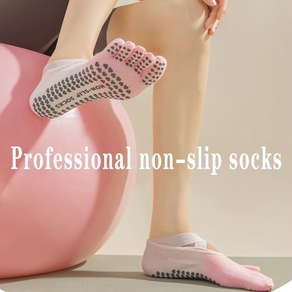 Pilates Yoga Knee Pads - 5발가락 요가 양말 실리콘 논슬립 패드