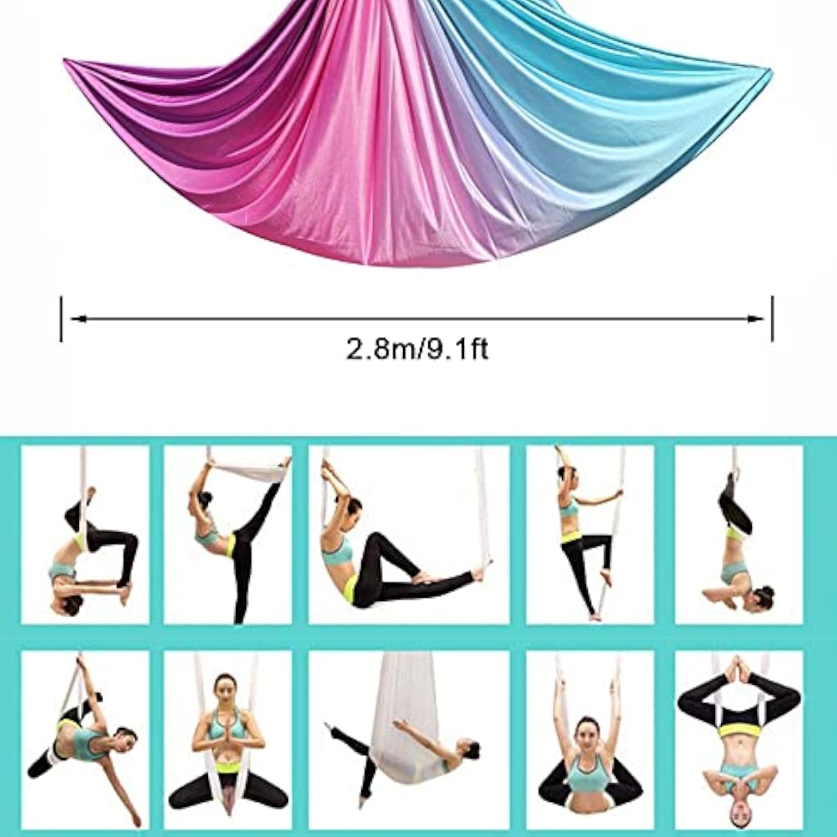 에어리얼 요가 해먹 5M x 2.8M 그라데이션 퍼플  - Pilates X Yoga 리뷰 및 가격